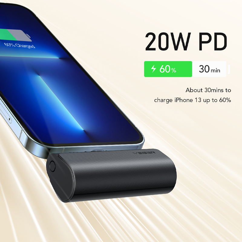 Veger Plugon Fast Charging Pocket Powerbank Lightning - 5000mAh - Black