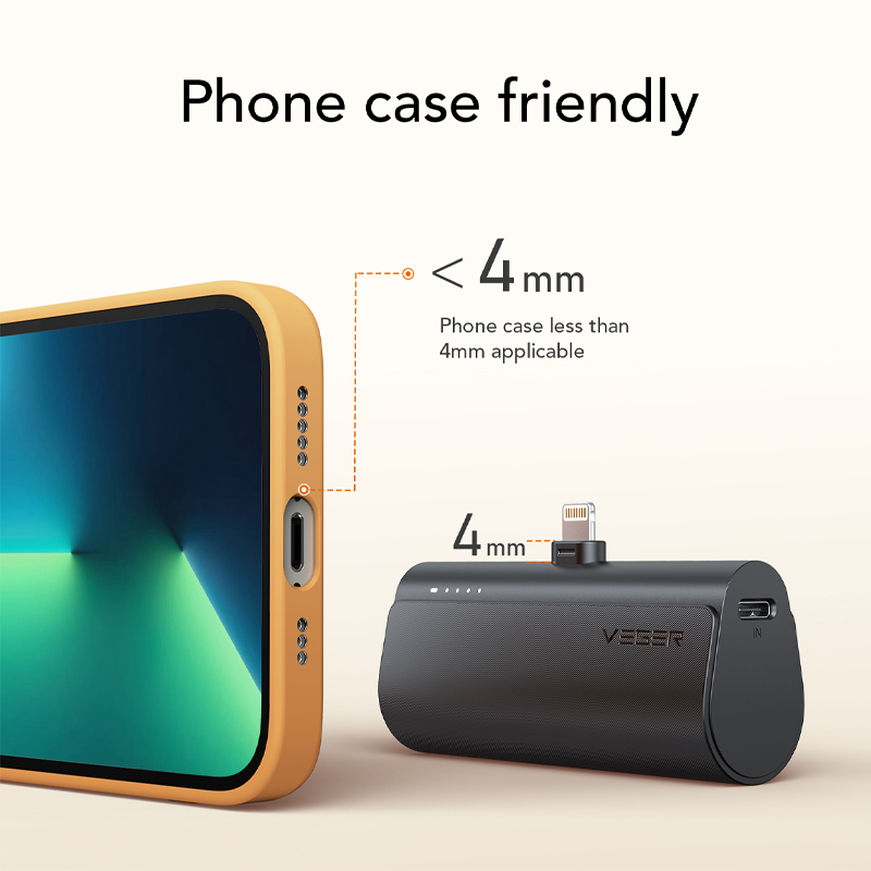 Veger Plugon Fast Charging Pocket Powerbank Lightning - 5000mAh - Black