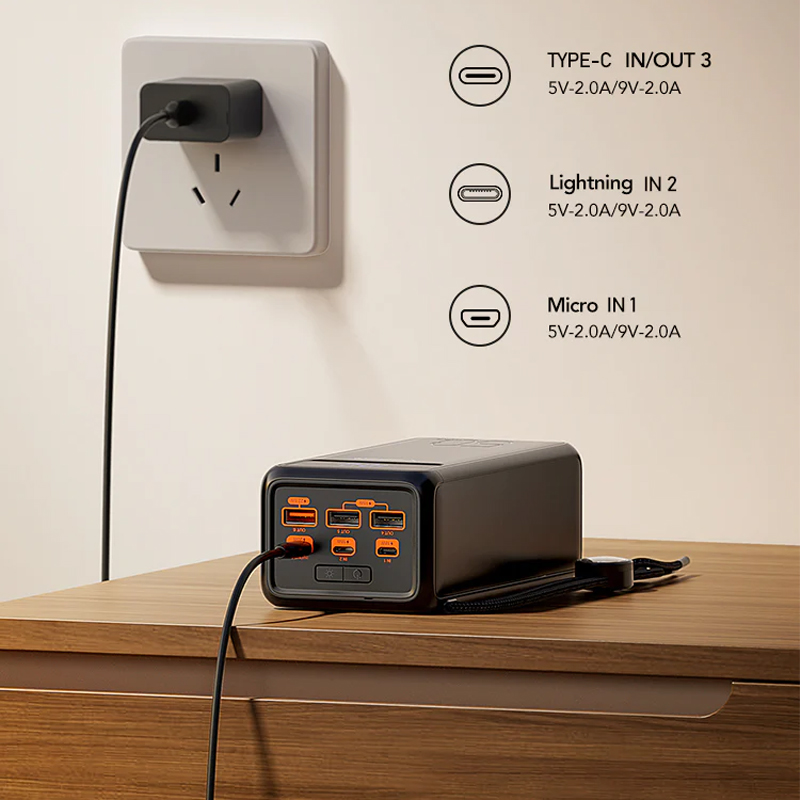 Veger Tank lite Fast Charging Powerbank Multiple Ports - 22.5W 50.000mAh - Black