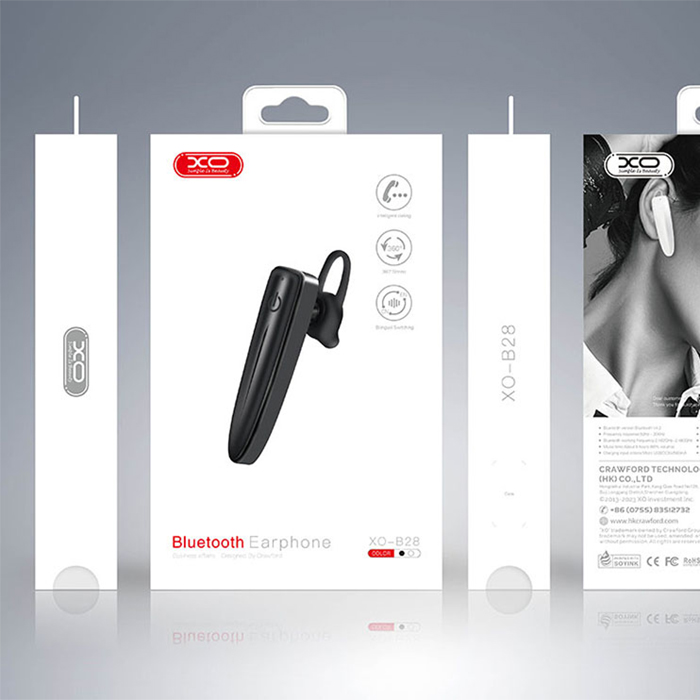XO in-Ear Single Bluetooth Headset - BS28 - Jet Black