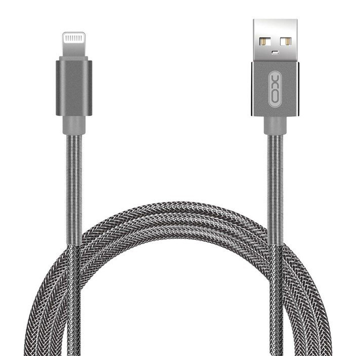 XO Spring Durable Braided Lightning to Charge & Sync USB Cable - 100CM NB27 - Silver