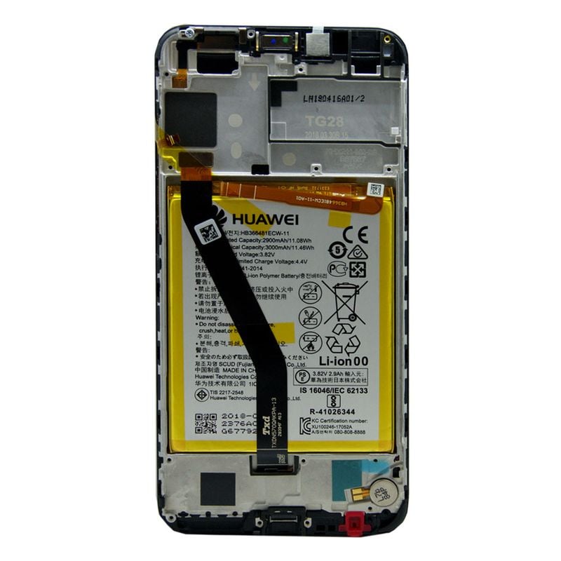Huawei Y6 (2018) (ATU-L11) LCD Display + Touchscreen + Frame Incl. Battery and Parts 02351WLJ Black