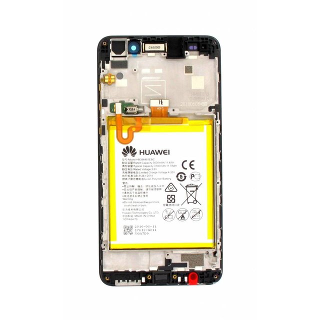 Huawei Y6 II (CAM-L21) LCD Display + Touchscreen + Frame Incl. Battery and Parts 02350XME Black