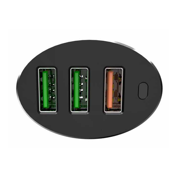 Multiline Xtreme 3-Port Car Charger - 6.6A / 36W - incl. Lightning USB Cable