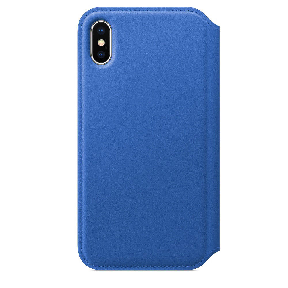 Apple iPhone X - Leather Folio Book Case - Blue