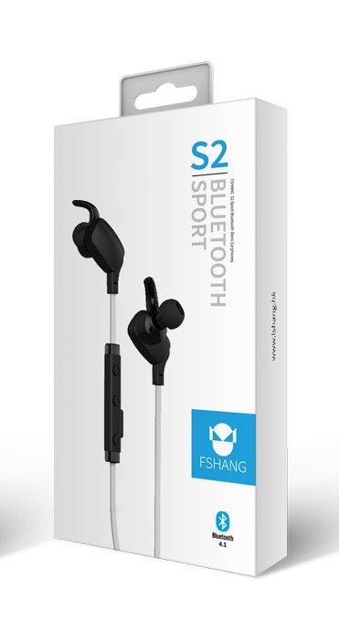 Fshang Bluetooth Headset - S2 - Black + White